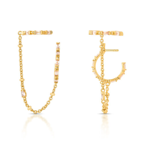 Ear Chain Argola Baguetes 133607 Ouro